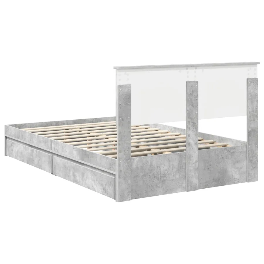 Lit de Rangement Gris béton 135 x 190 cm Bois d'ingénierie - 10