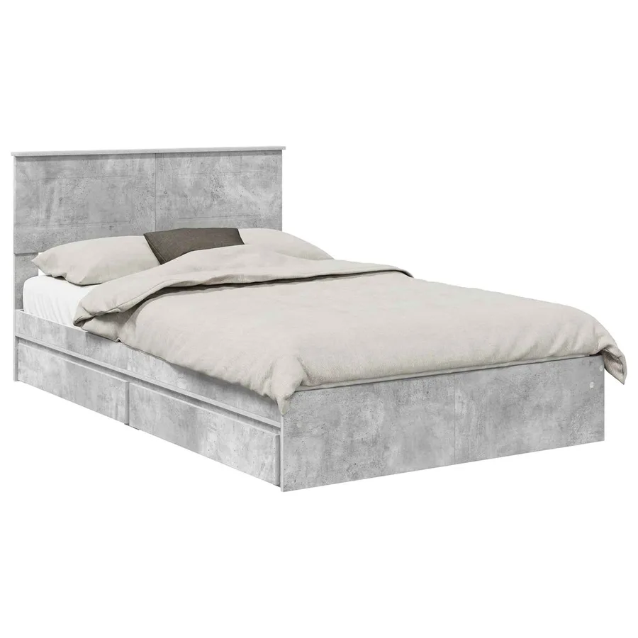 Lit de Rangement Gris béton 135 x 190 cm Bois d'ingénierie - 2