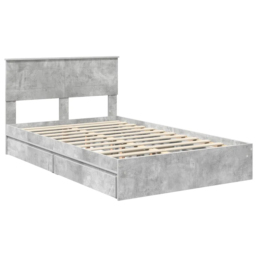 Lit de Rangement Gris béton 135 x 190 cm Bois d'ingénierie - 4