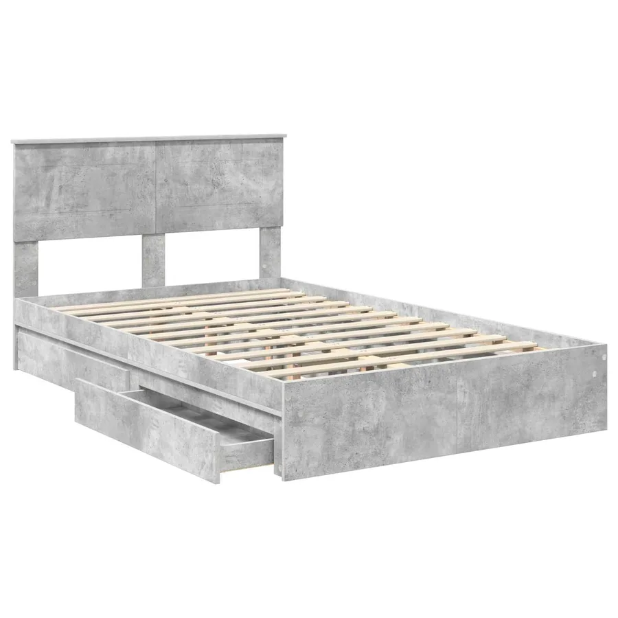 Lit de Rangement Gris béton 135 x 190 cm Bois d'ingénierie - 5