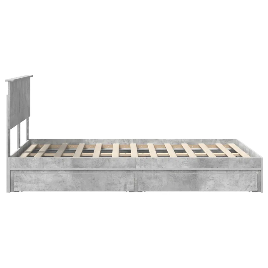 Lit de Rangement Gris béton 135 x 190 cm Bois d'ingénierie - 9
