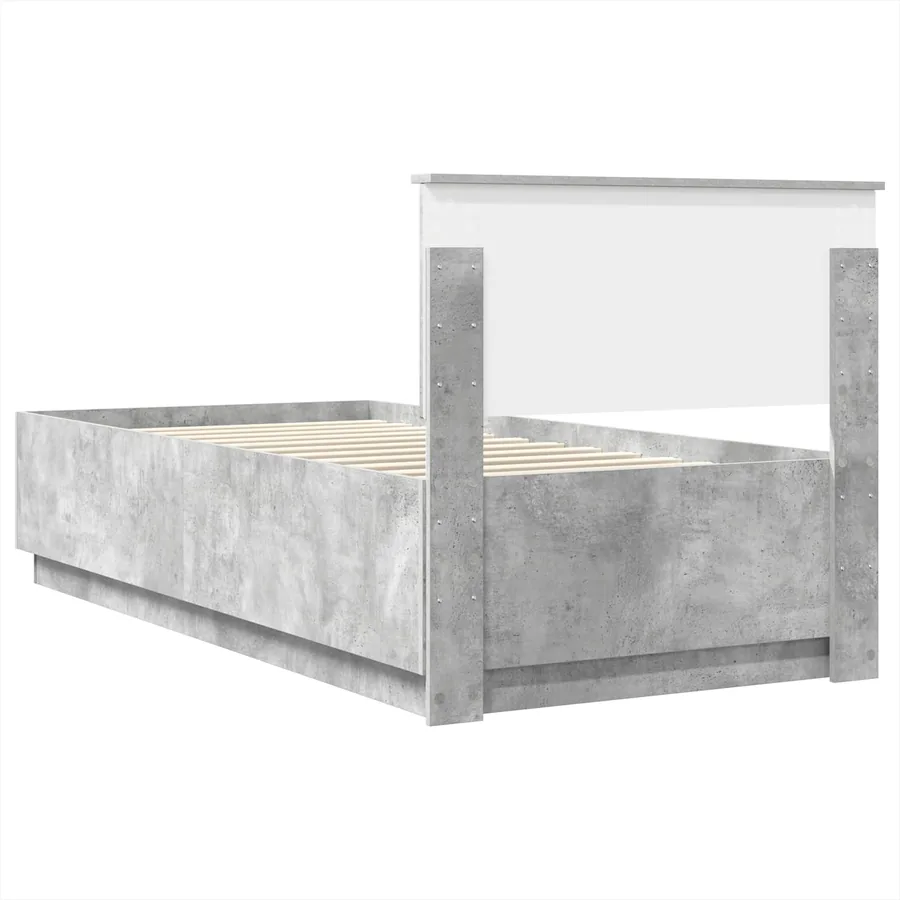 Cadre de lit Gris béton 100 x 200 cm Bois d'ingénierie - 8