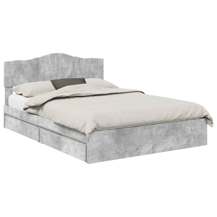 Lit de Rangement Gris béton 150 x 200 cm Bois d'ingénierie - 2