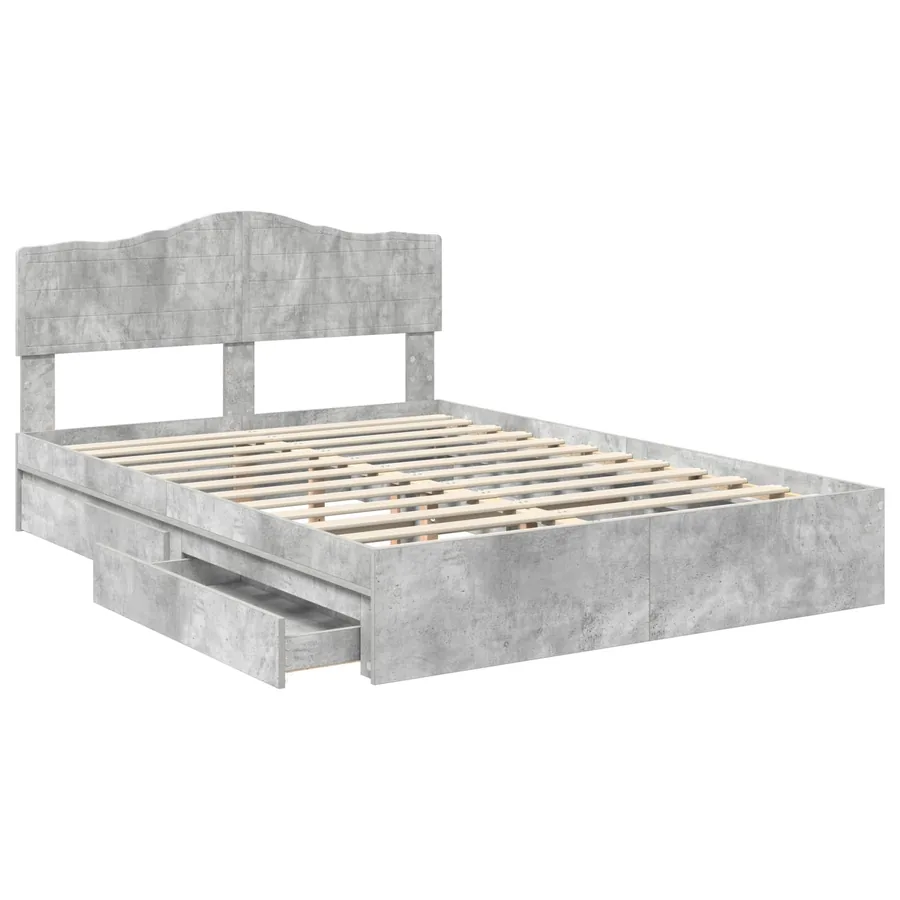 Lit de Rangement Gris béton 150 x 200 cm Bois d'ingénierie - 5
