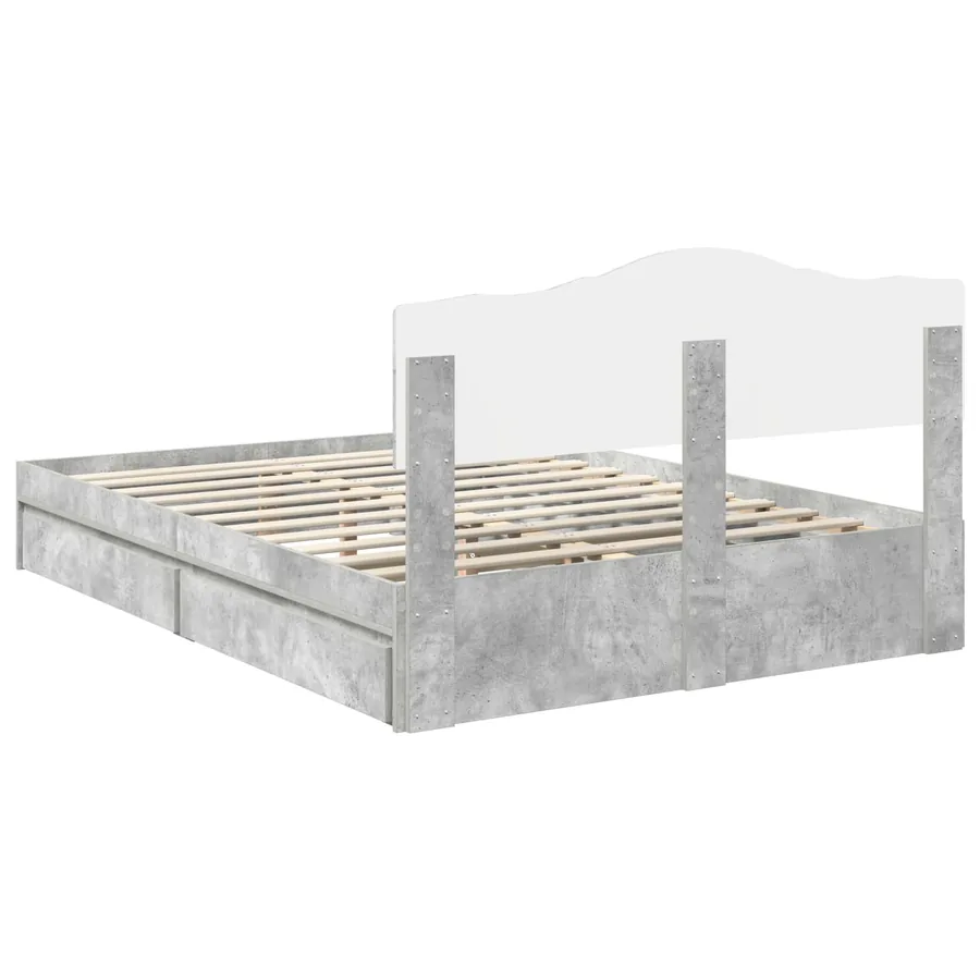 Lit de Rangement Gris béton 150 x 200 cm Bois d'ingénierie - 8