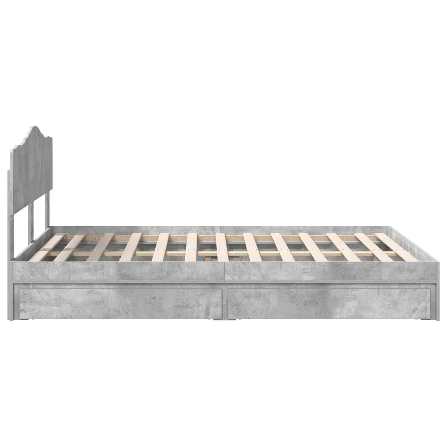 Lit de Rangement Gris béton 150 x 200 cm Bois d'ingénierie - 9