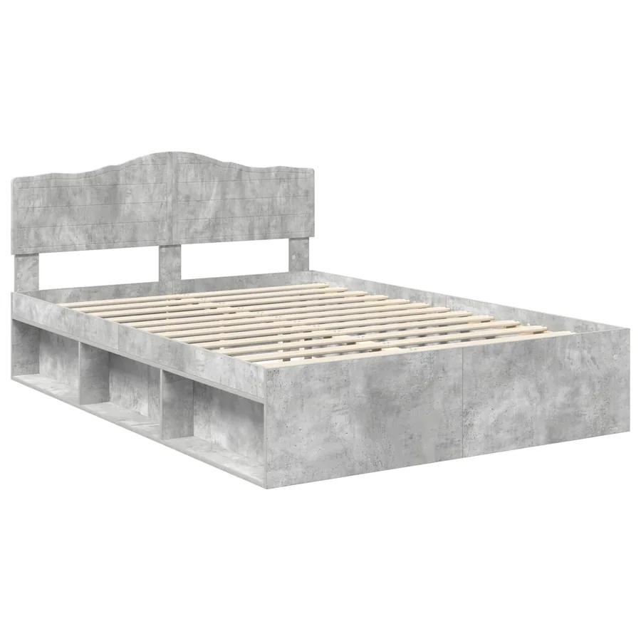 Cadre de lit Gris Béton 150 x 200 cm Bois de pin massif - 4
