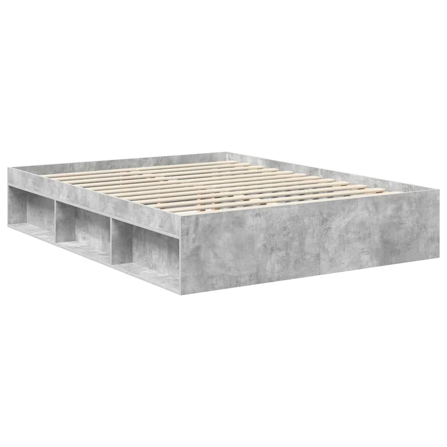 Cadre de lit Gris Béton 150 x 200 cm Bois de pin massif - 5