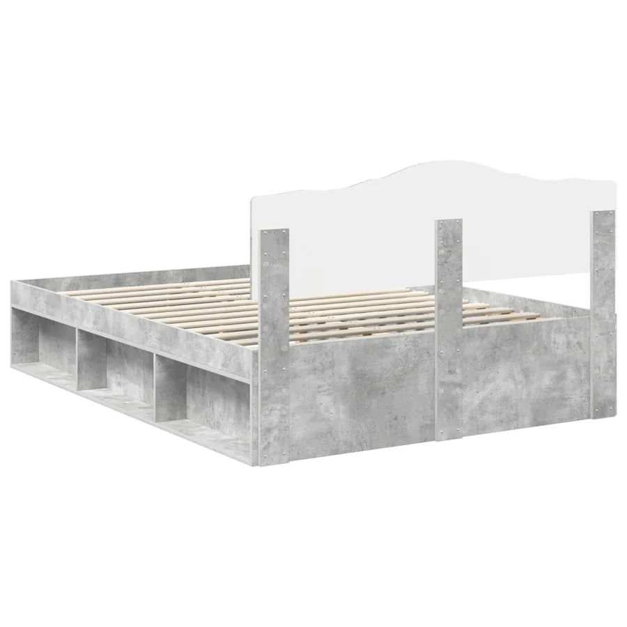Cadre de lit Gris Béton 150 x 200 cm Bois de pin massif - 9