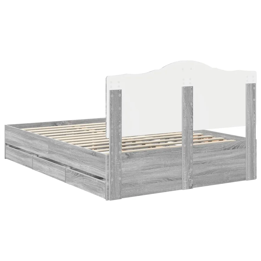 Cadre de lit Sonoma gris 140 x 200 cm Bois Ingénierie - 8