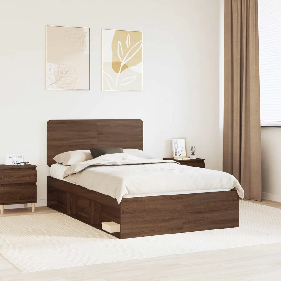 Cadre de lit Chêne brun 120 x 200 cm Bois de pin massif