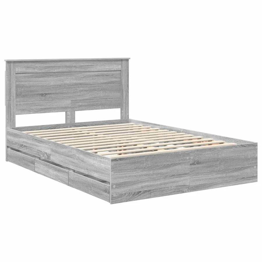 Cadre de lit Gris Sonoma 140 x 190 cm Bois Ingénierie - 4