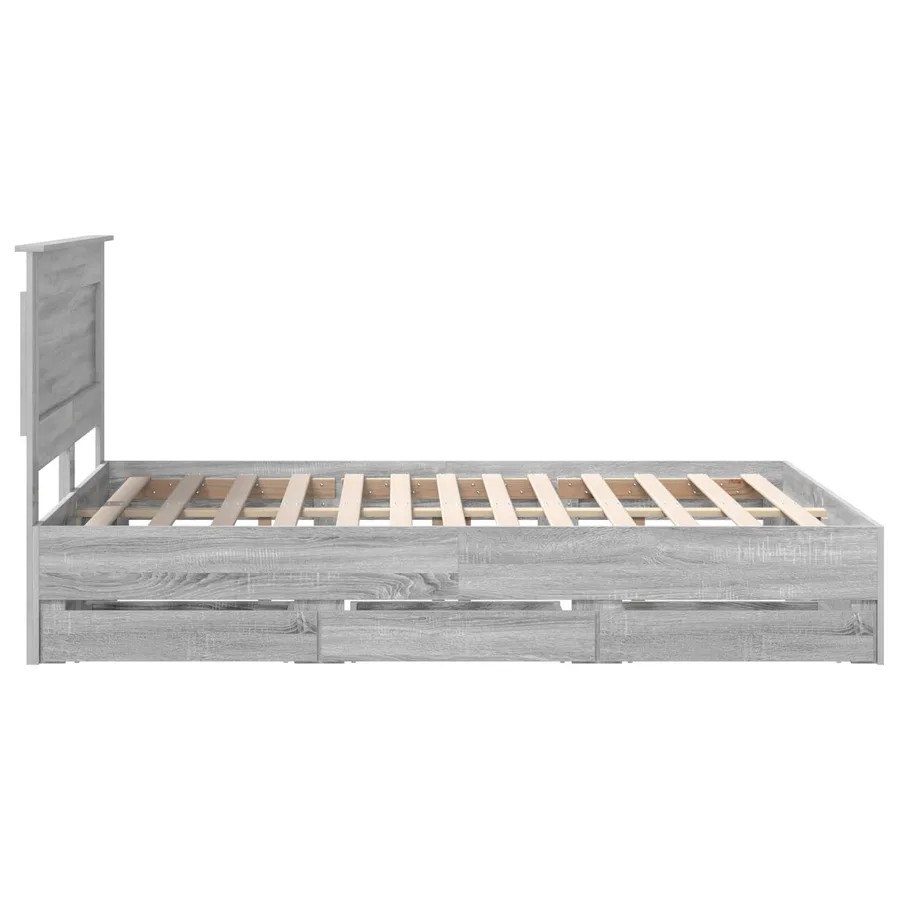 Cadre de lit Gris Sonoma 140 x 190 cm Bois Ingénierie - 9