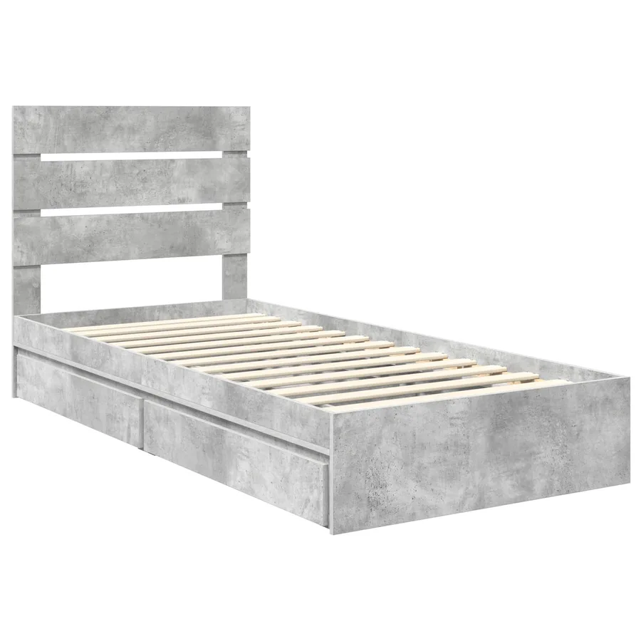 Lit de Rangement Gris béton 90 x 190 cm Bois d'ingénierie - 4