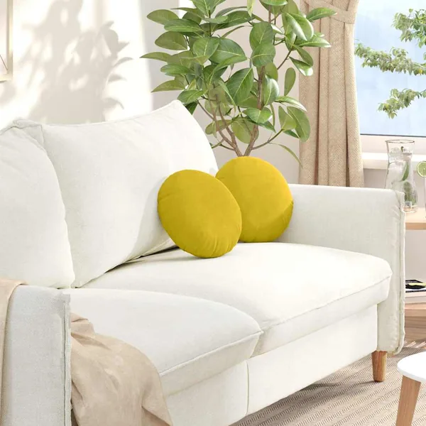 Coussins de siège 2 pcs Jaune Ø30 x 13 cm Velours