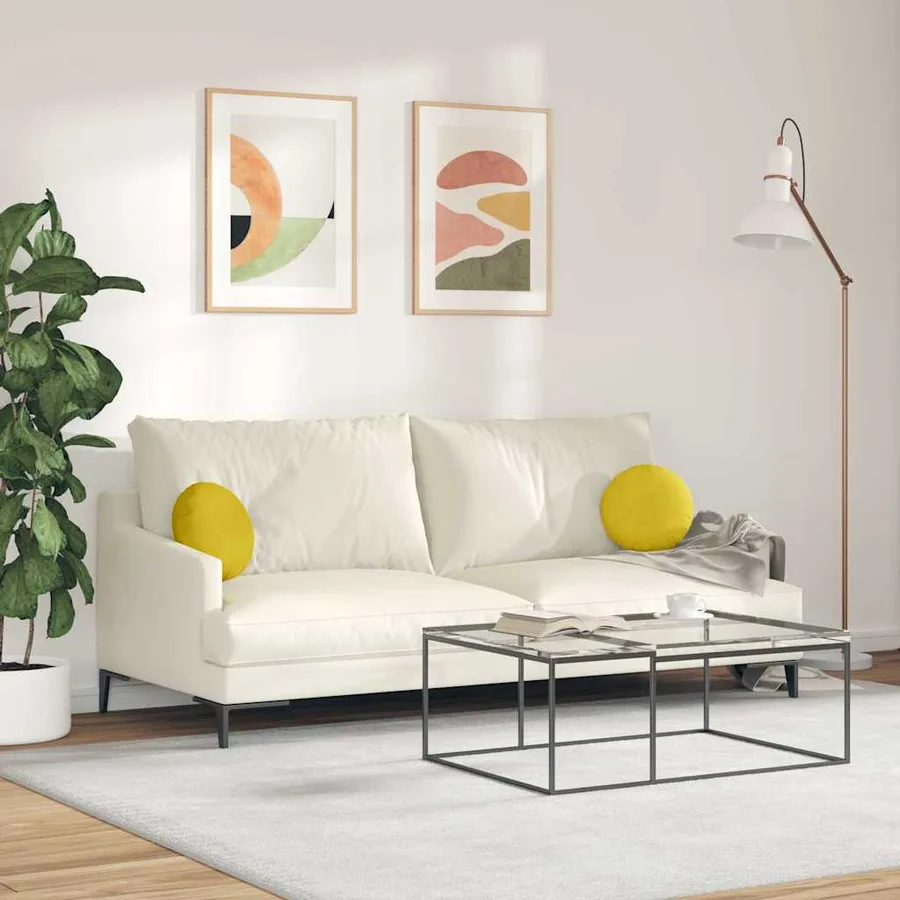Coussins de siège 2 pcs Jaune Ø30 x 13 cm Velours - 4