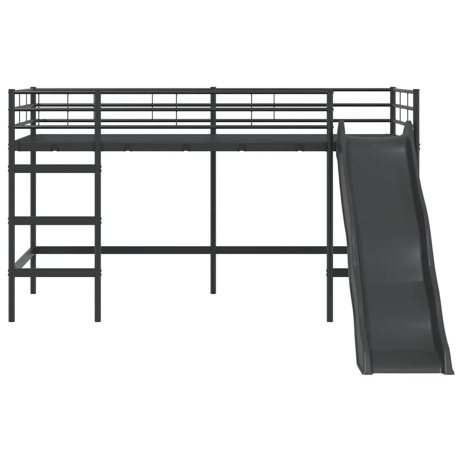 Lit superposé pour enfants avec toboggan Uni Noir et anthracite - 5