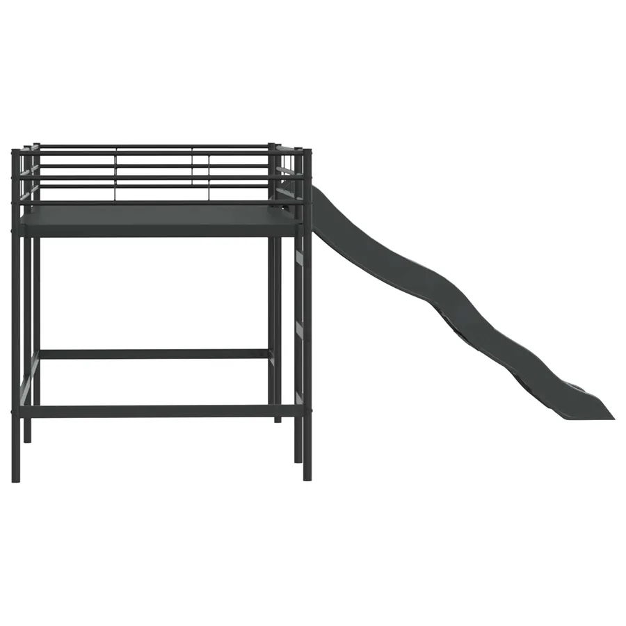 Lit superposé pour enfants avec toboggan Uni Noir et anthracite - 6