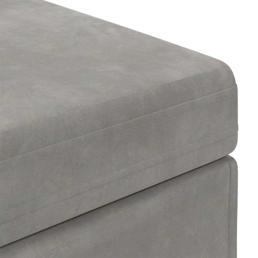 Tabouret Gris clair 41 x 41 x 40 cm Velours et Bois Composite - 5