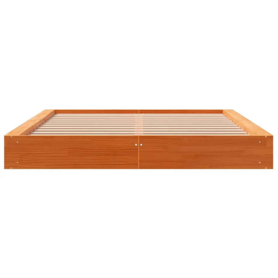 Cadre de lit sans matelas cire marron 150x200cm bois pin massif - 4