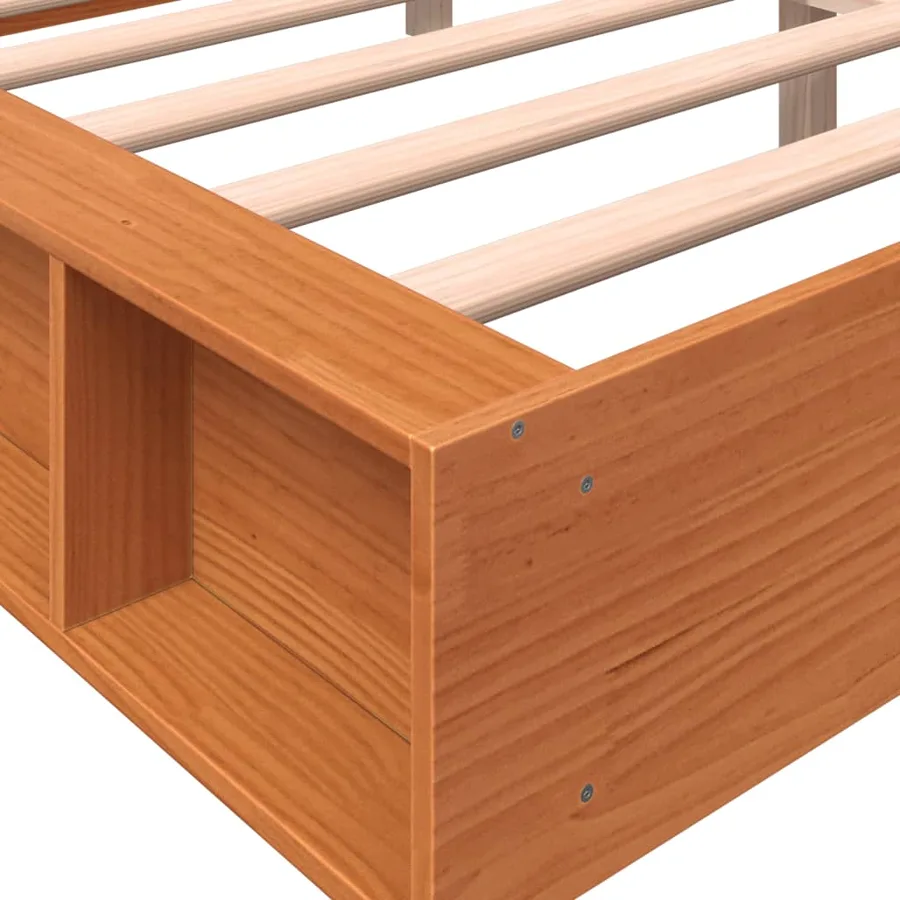 Cadre de lit sans matelas cire marron 150x200cm bois pin massif - 7