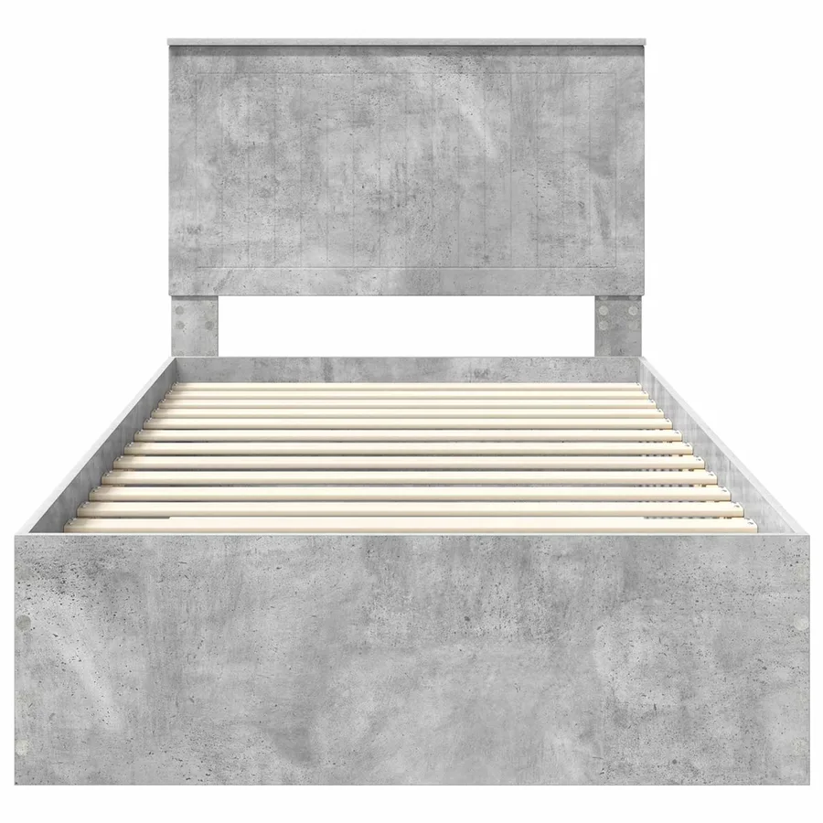 Cadre de lit Gris béton 100 x 200 cm Bois d'ingénierie - 7