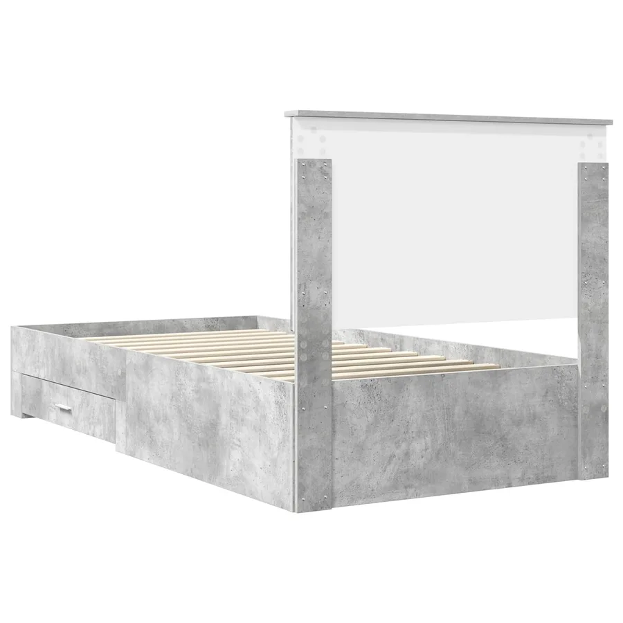 Cadre de lit Gris béton 100 x 200 cm Bois d'ingénierie - 9