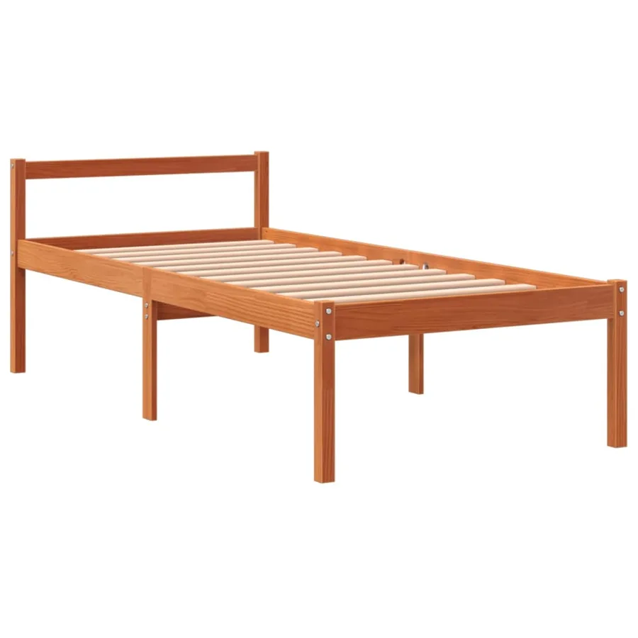 Lit pour personne âgée cire marron 90x200 cm bois de pin massif - 3
