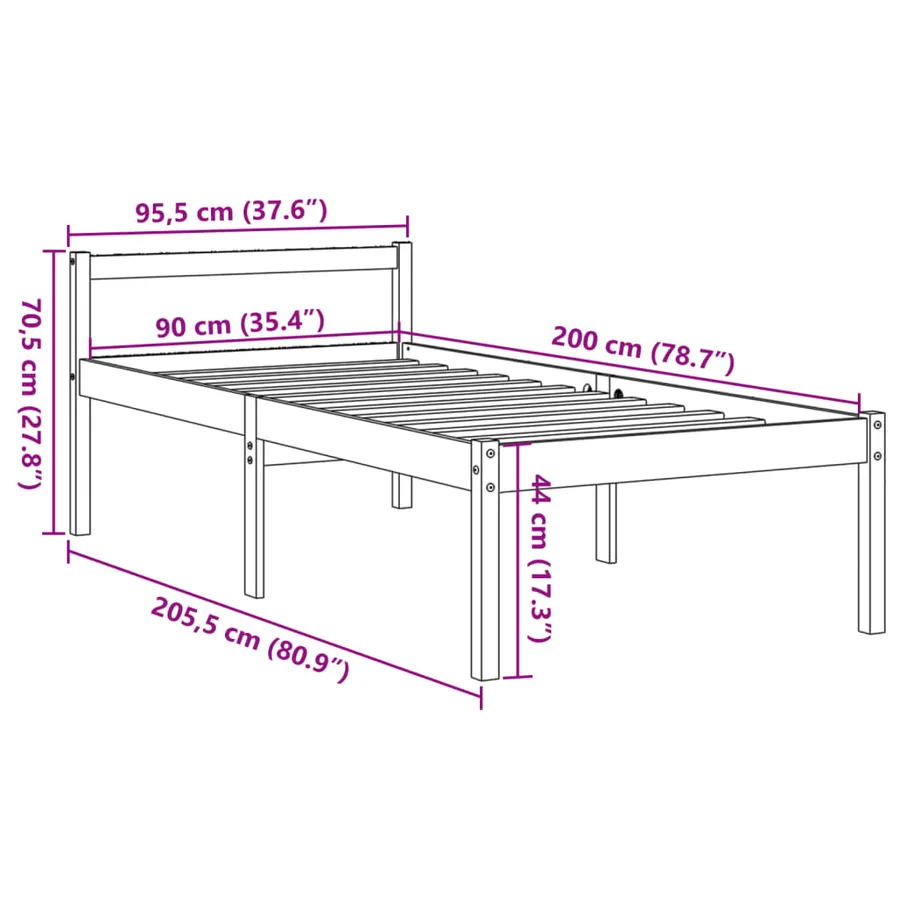 Lit pour personne âgée cire marron 90x200 cm bois de pin massif - 9
