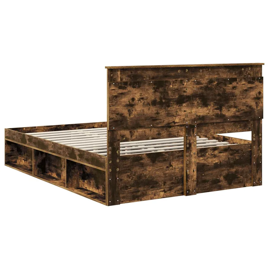 Cadre de lit Chêne fumé 140 x 190 cm Pin massif - 9