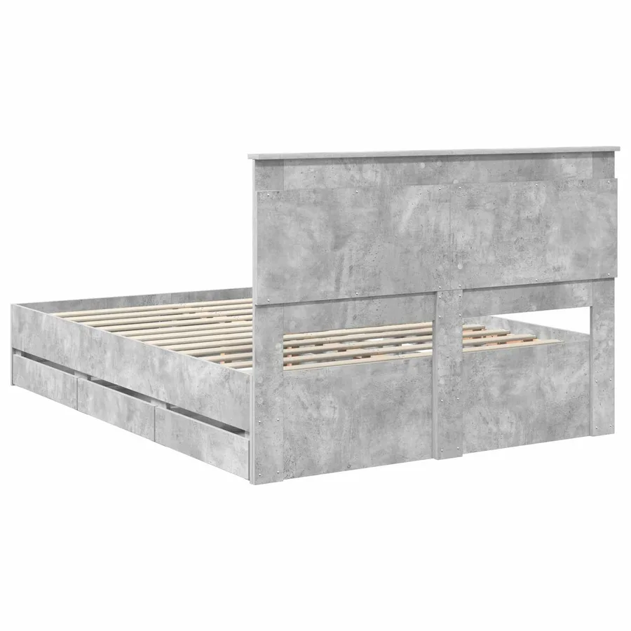 Cadre de lit Gris béton 140 x 190 cm Bois Ingénierie - 10