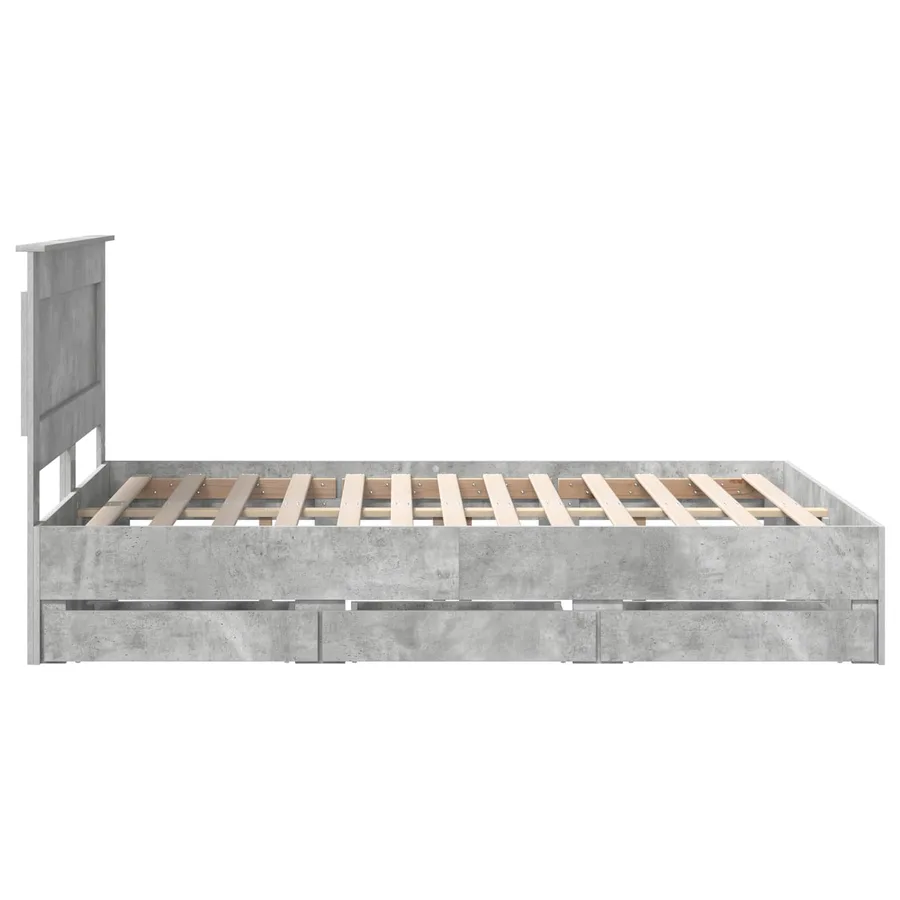 Cadre de lit Gris béton 140 x 190 cm Bois Ingénierie - 9