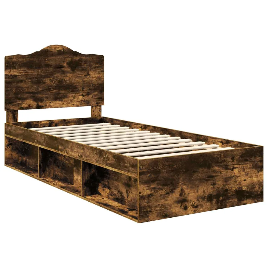 Cadre de lit Chêne fumé 100 x 200 cm Pin massif - 4