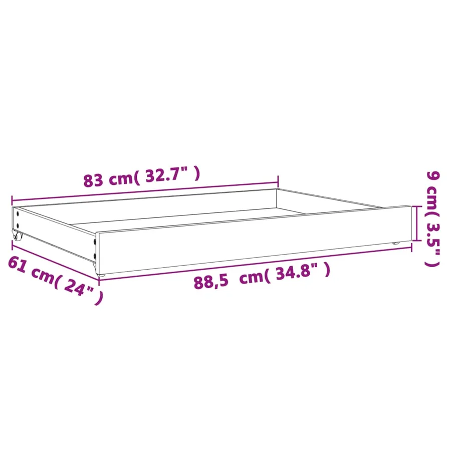 Tiroirs de lit de jour 2 pcs cire marron bois de pin massif - 11