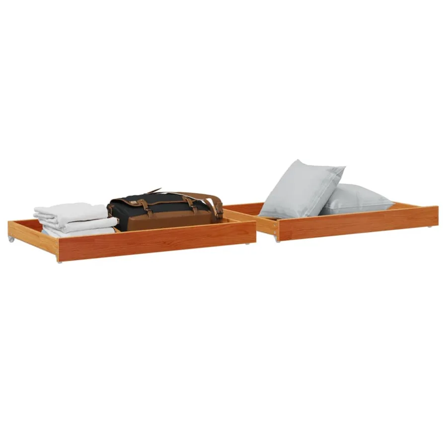 Tiroirs de lit de jour 2 pcs cire marron bois de pin massif - 4
