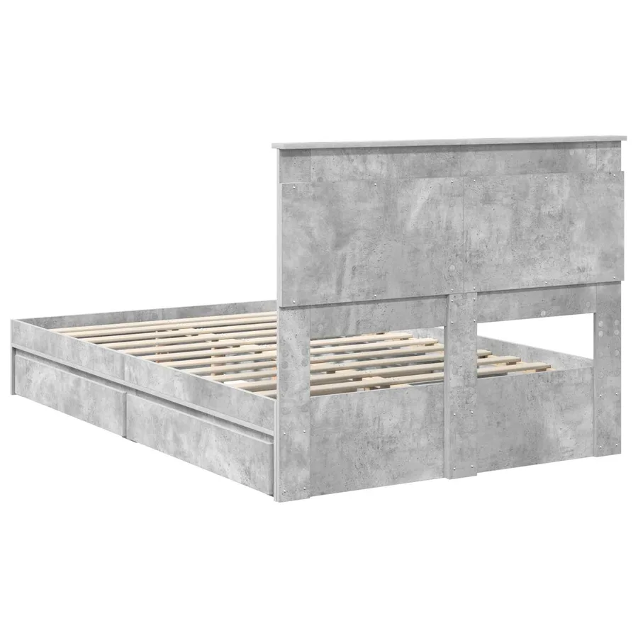 Lit de Rangement Gris béton 135 x 190 cm Bois d'ingénierie - 10