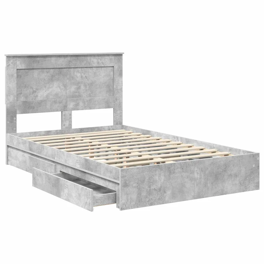 Lit de Rangement Gris béton 135 x 190 cm Bois d'ingénierie - 5