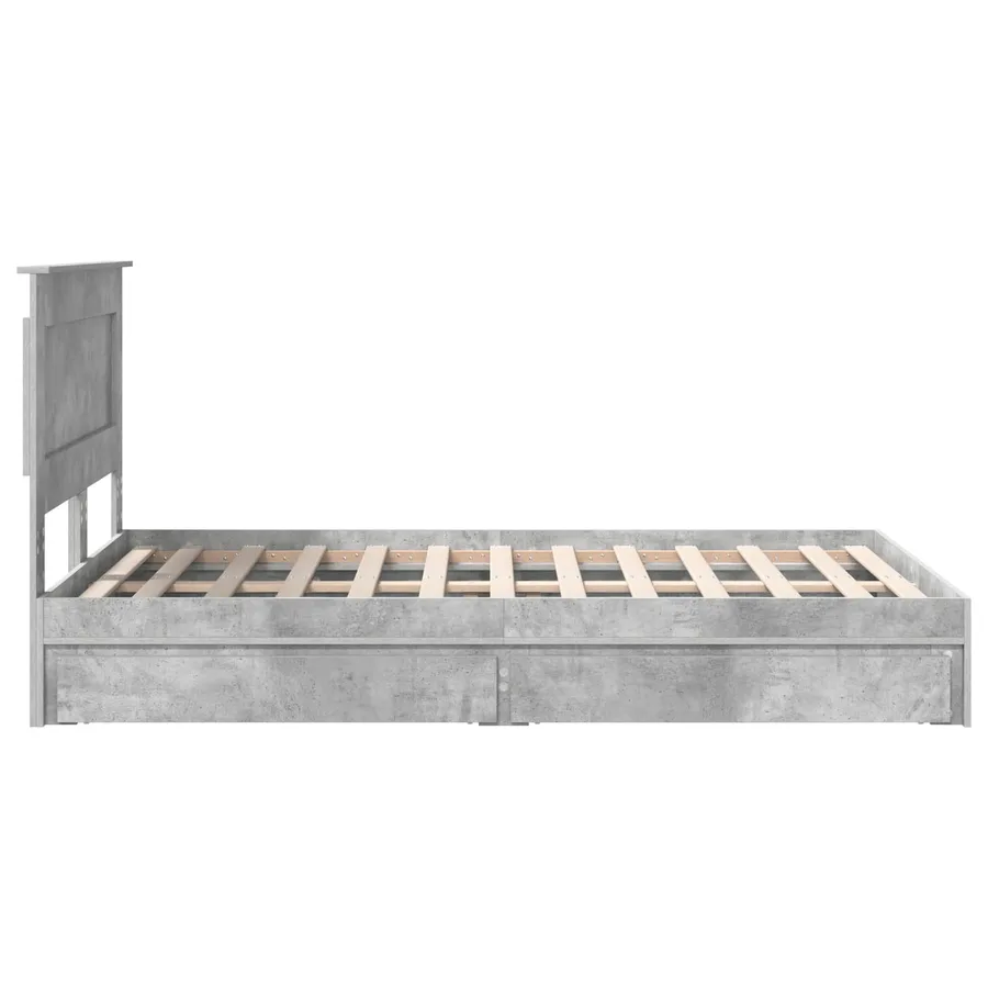 Lit de Rangement Gris béton 135 x 190 cm Bois d'ingénierie - 9
