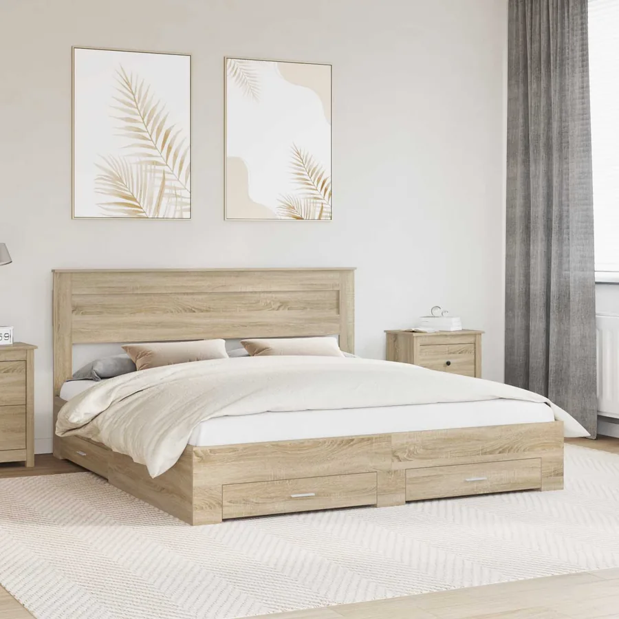 Cadre de lit Chêne Sonoma 200 x 200 cm Bois d'ingénierie