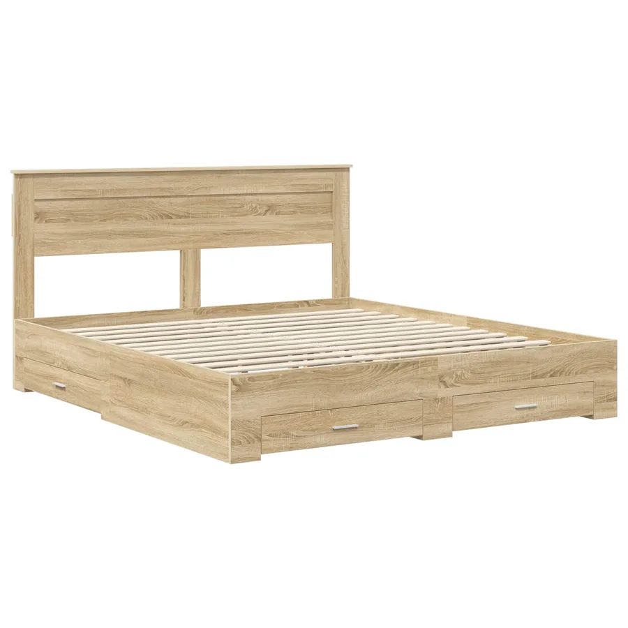 Cadre de lit Chêne Sonoma 200 x 200 cm Bois d'ingénierie - 4
