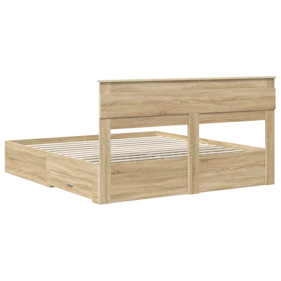 Cadre de lit Chêne Sonoma 200 x 200 cm Bois d'ingénierie - 8