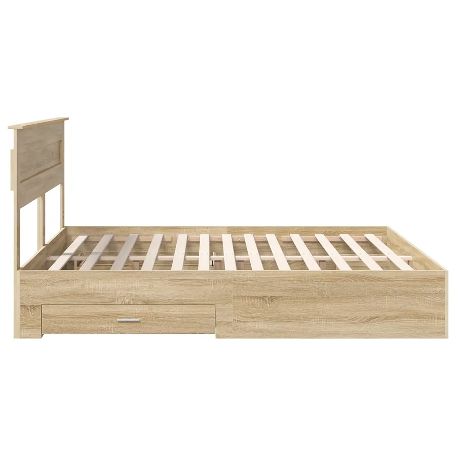 Cadre de lit Chêne Sonoma 200 x 200 cm Bois d'ingénierie - 9