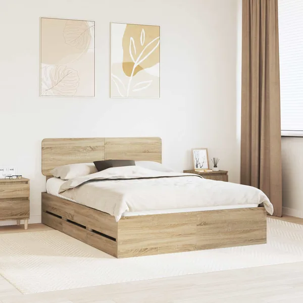 Cadre de lit Chêne Sonoma 150 x 200 cm Bois d’ingénierie