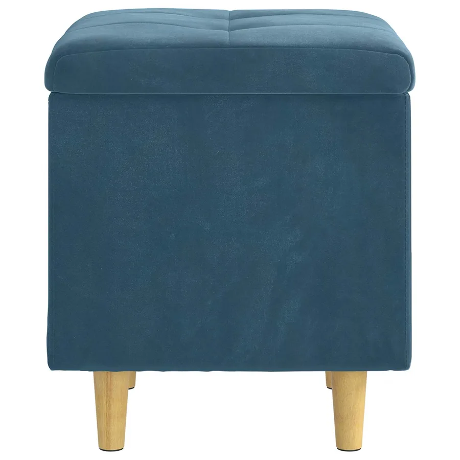 Pouf de rangement avec coussin Bleu 40 x 40 x 45 cm Velours - 5