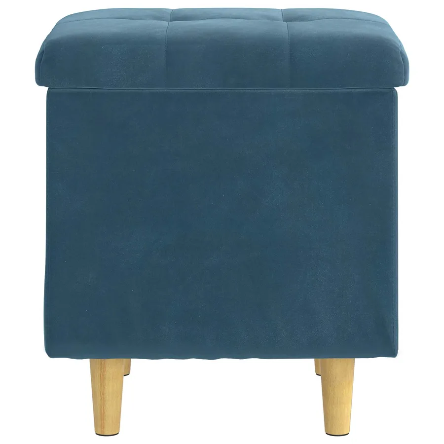 Pouf de rangement avec coussin Bleu 40 x 40 x 45 cm Velours - 6
