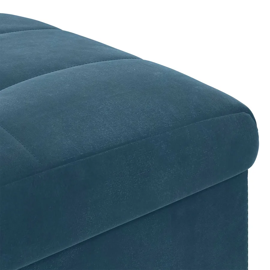 Pouf de rangement avec coussin Bleu 40 x 40 x 45 cm Velours - 7