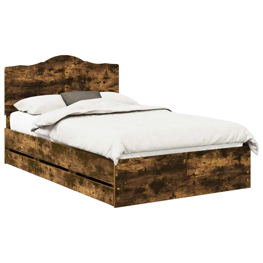 Cadre de lit Chêne Fumé 135 x 190 cm Bois Ingénierie - 2