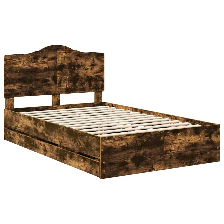 Cadre de lit Chêne Fumé 135 x 190 cm Bois Ingénierie - 4