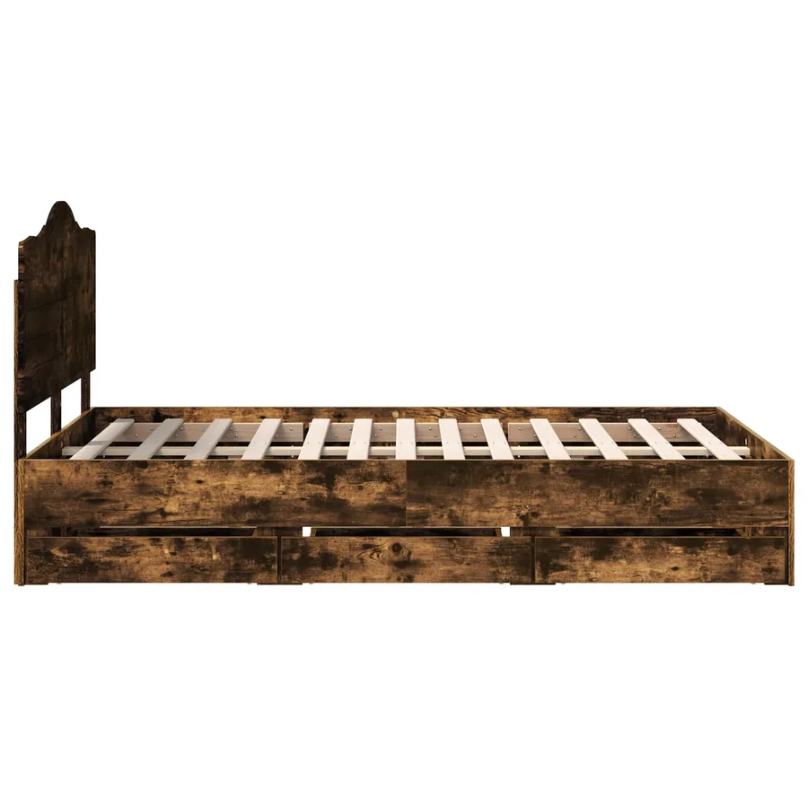 Cadre de lit Chêne Fumé 135 x 190 cm Bois Ingénierie - 9