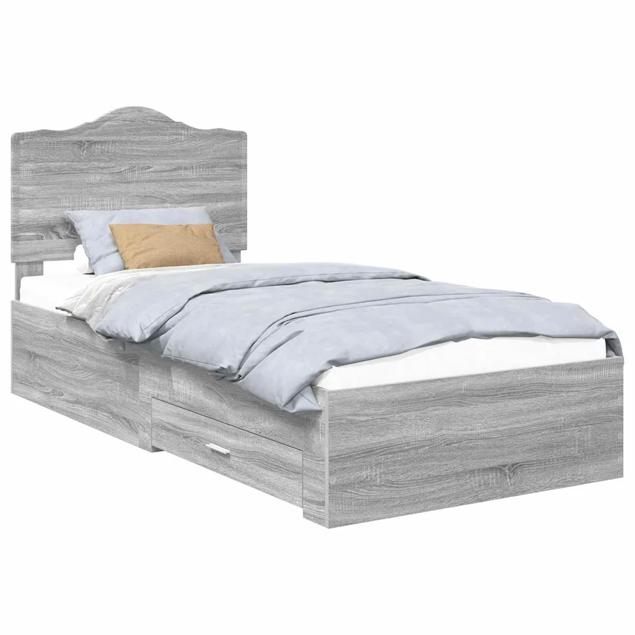 Cadre de lit Gris Sonoma 75 x 190 cm Bois d'ingénierie - 2